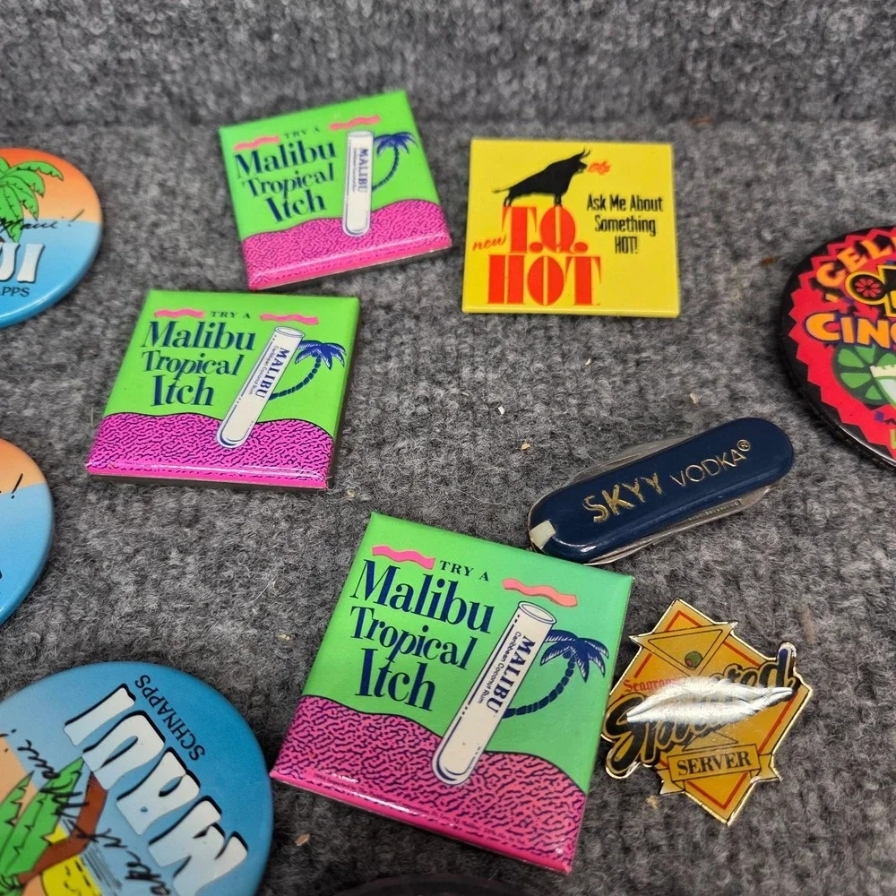 Alcohol Bartender Pins Lot Liquor Shnapps Malibu Jose‎ Cuervo Promo RARE